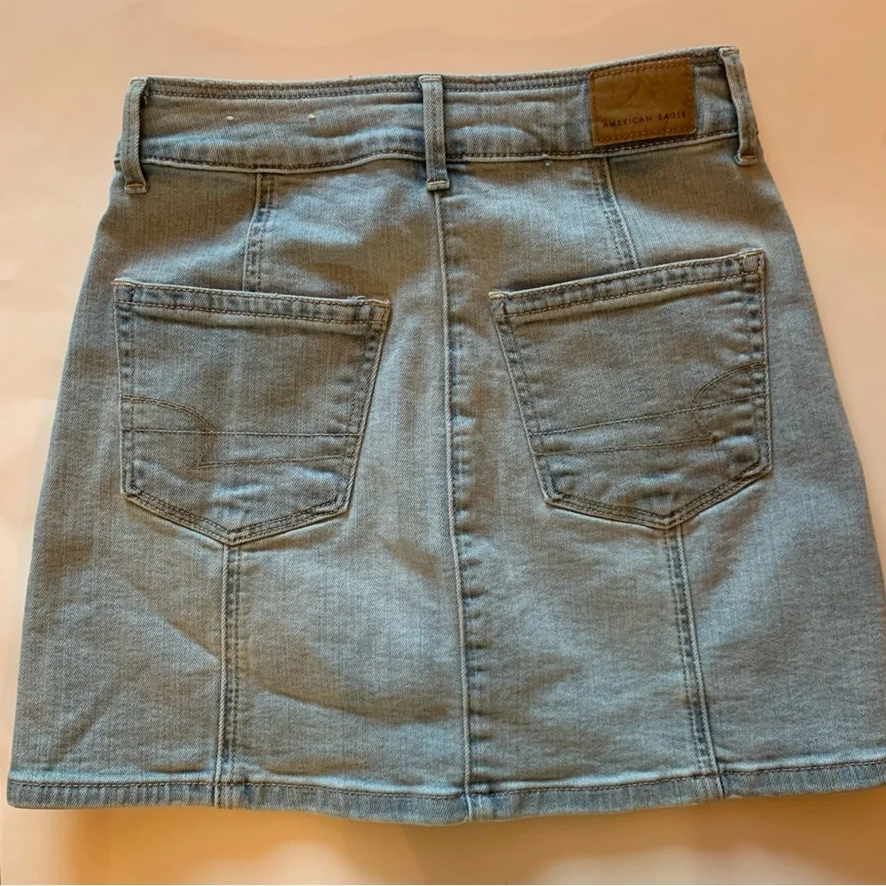 American Eagle Hi Rise A-line Denim Skirt - Picture 2 of 4